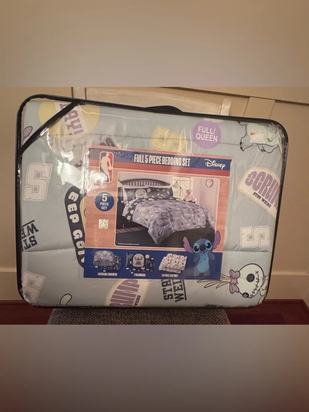 Disney Stitch Full/Queen Comforter Set in Light Blue and Purple Accents